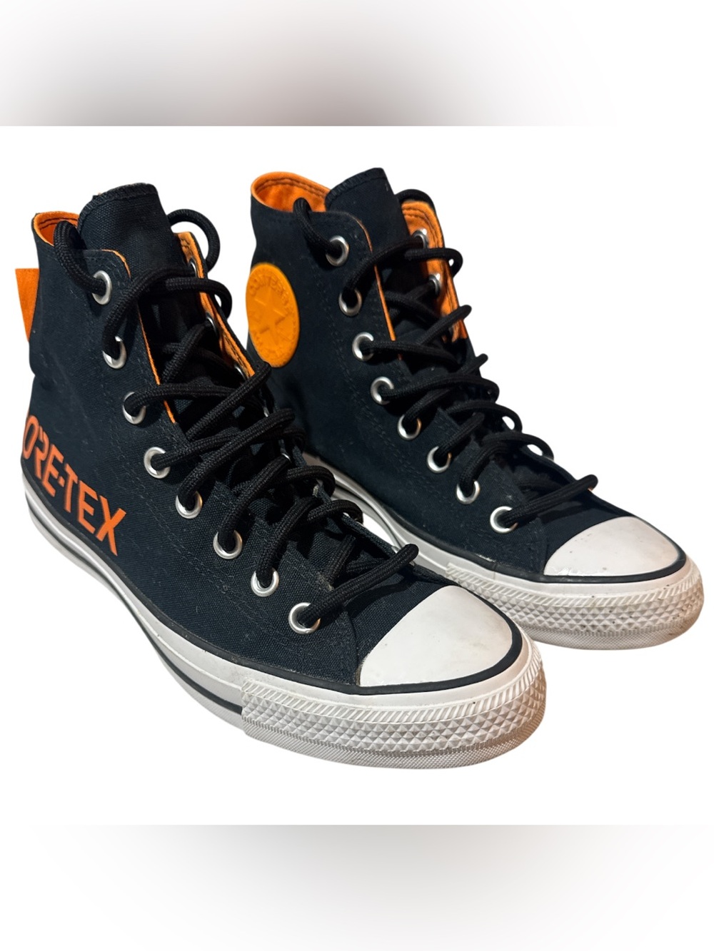 Converse All-Star Gore-Tex Black Orange Hi Top Sneakers M 10.5 W 12